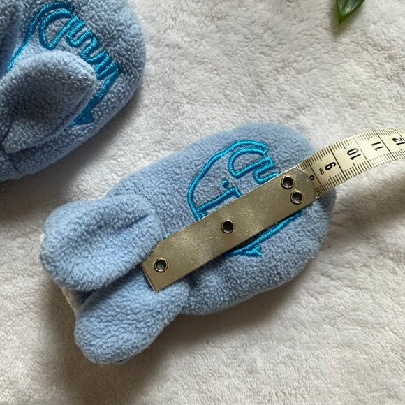 Baby Mittens Bundle 0-9M | Navy Knit String Mitts + Blue Fleece Bonus Pair - Picture 10 of 10